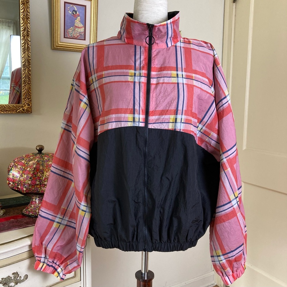 Topshop Plaid Windbreaker Jacket S